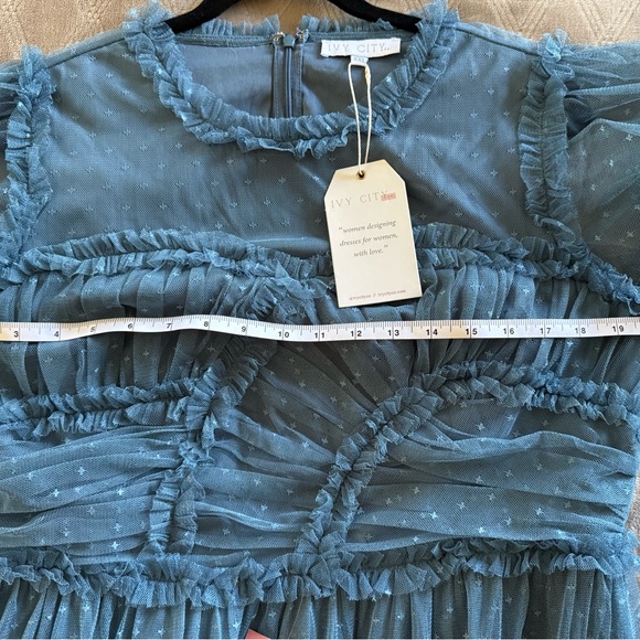 Ivy City Co Whimsical Blue Ruffled Tiered Midi Dress - Picture 6 of 10